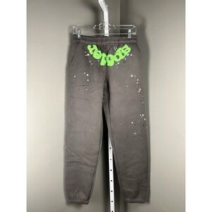 Sp5der OG Web Sweatpants Gray Green Puff Print Stars SZ S Men' Cotton Fleece